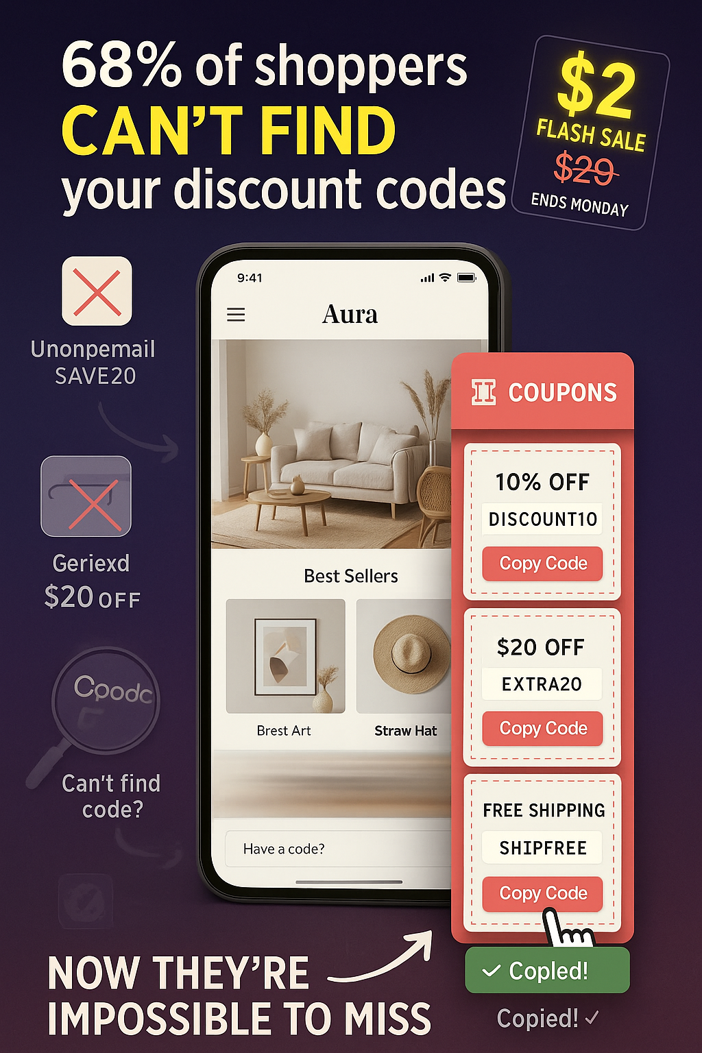 🎟️ Floating Coupon Drawer