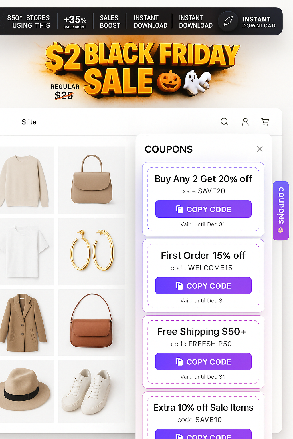 🎟️ Floating Coupon Drawer